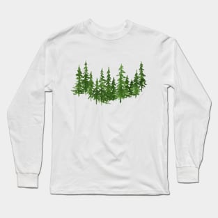 Watercolor pine trees Long Sleeve T-Shirt